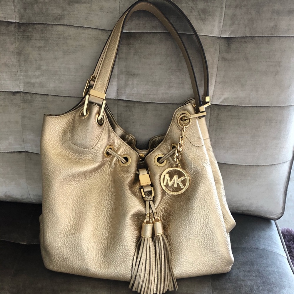 Metallic Gold Leather Michael Kors Shoulder Bag